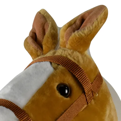 Cavallo Cavalcabile per Bambini Marrone con Asta Smontabile e Suoni