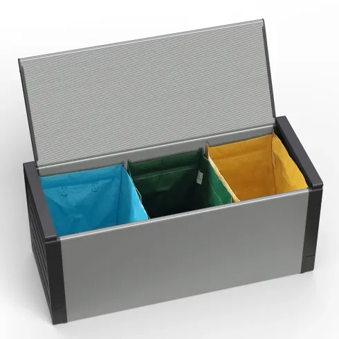 Baule Raccolta Differenziata 85x34x39,5 cm Uso Esterno Grigio PVC