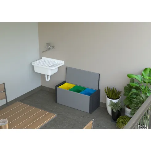 Baule Raccolta Differenziata 85x34x39,5 cm Uso Esterno Grigio PVC