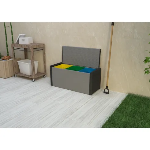 Baule Raccolta Differenziata 85x34x39,5 cm Uso Esterno Grigio PVC