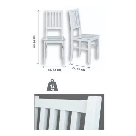 2 Sedie Bianche in Legno Massello Moderne da Salotto per Cucina Soggiorno Design | BricoShop24