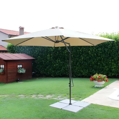 Ombrellone da Giardino Tortora con Palo Laterale Ø 3 metri in Acciaio