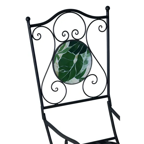 Set Tavolo da Giardino Ø 60 cm con 2 Sedie Pieghevoli in Ferro Verde