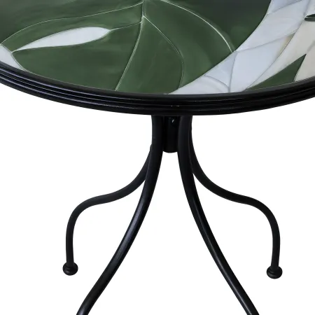 Set Tavolo da Giardino Ø 60 cm con 2 Sedie Pieghevoli in Ferro Verde