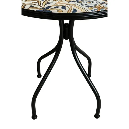 Set Tavolo Ø 60 cm con 2 Sedie Pieghevoli da Giardino Beige Azzurro