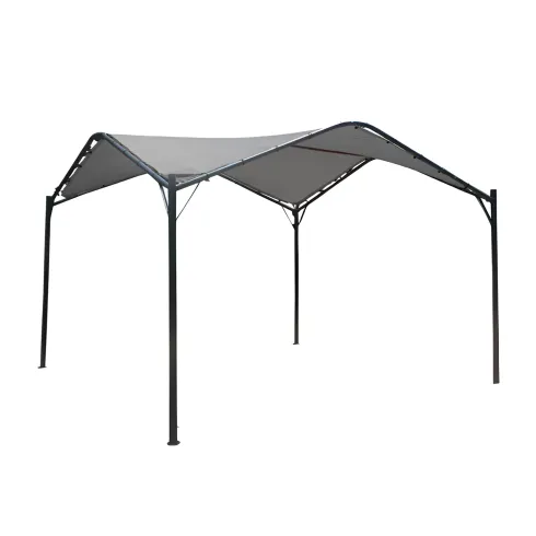 Gazebo Onda Grigio 3.5x3.5 in Ferro Battuto da Giardino Telo Poliestere
