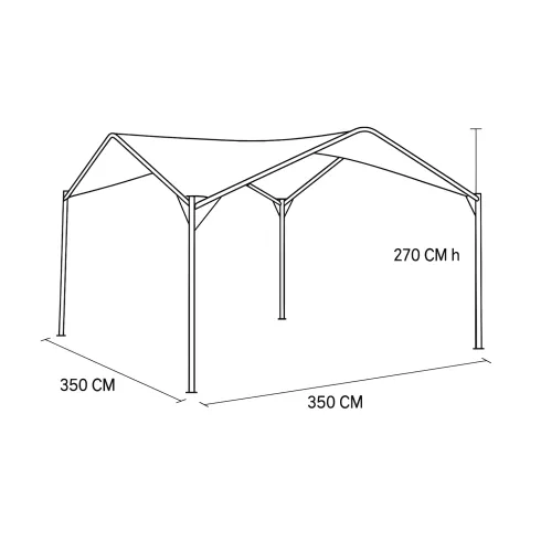 Gazebo Onda Grigio 3.5x3.5 in Ferro Battuto da Giardino Telo Poliestere
