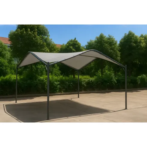 Gazebo Onda Grigio 3.5x3.5 in Ferro Battuto da Giardino Telo Poliestere