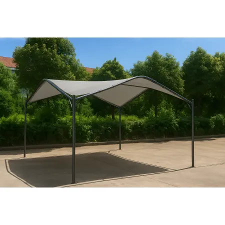 Gazebo Onda Grigio 3.5x3.5 in Ferro Battuto da Giardino Telo Poliestere