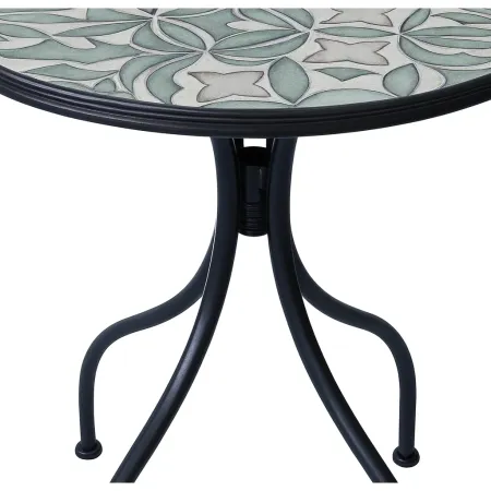 Set Tavolo Ø 60 cm con 2 Sedie Pieghevoli da Giardino Bianco Azzurro