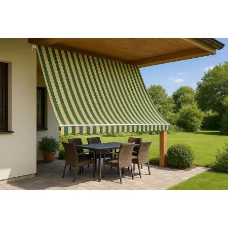 Tenda da Sole a Caduta 100x250 cm Verde Bianco Rigato Senza Cassone