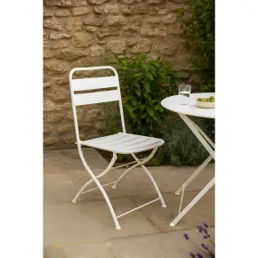 Sedia Pieghevole in Acciaio Bianco per Esterno e Interno 42x50x88 cm 2