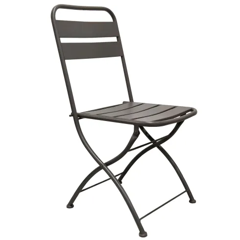 Sedia Pieghevole in Acciaio Taupe per Esterno e Interno 42x50x88 cm