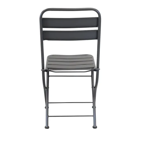 Sedia Pieghevole in Acciaio Taupe per Esterno e Interno 42x50x88 cm