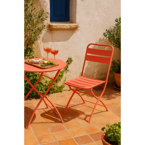 Sedia Pieghevole in Acciaio Rosso per Esterno e Interno 42x50x88 cm