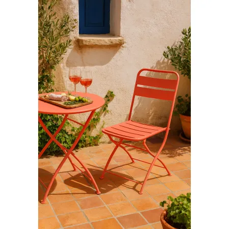 Sedia Pieghevole in Acciaio Rosso per Esterno e Interno 42x50x88 cm