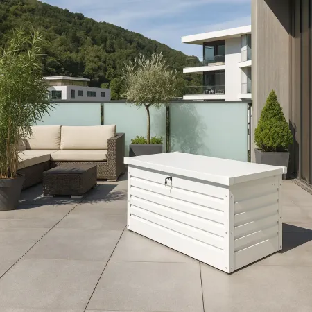 Baule Contenitore Bianco in Alluminio per Esterni 130x61x63 cm con Chiave