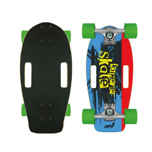 Skateboard Compatto 48 cm in Legno con Maniglia Doppia per Principianti
