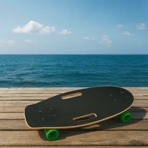 Skateboard Compatto 48 cm in Legno con Maniglia Doppia per Principianti 2