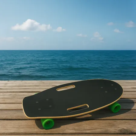 Skateboard Compatto 48 cm in Legno con Maniglia Doppia per Principianti