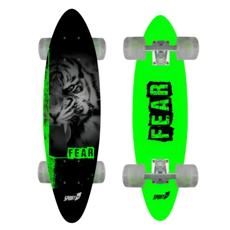 Skateboard 61 cm in Legno con Ruote Luminose da Esterno Rosso o Verde