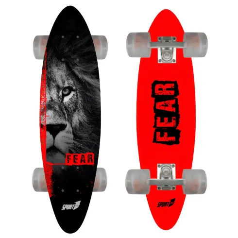 Skateboard 61 cm in Legno con Ruote Luminose da Esterno Rosso o Verde