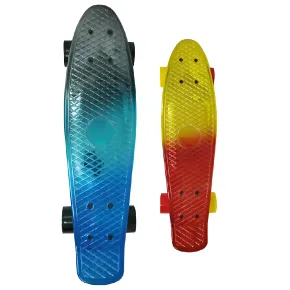 Skateboard 57 cm Cromato Ruote PVC Struttura in Alluminio Blu o Rosso