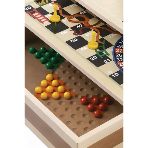 Scacchiera Multigioco 10 in 1 in Legno con Cassettiera Portapedine