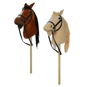Cavallo con Bastone 80 cm Bambini Hobby Horse Suoni Criniera Intrecciata