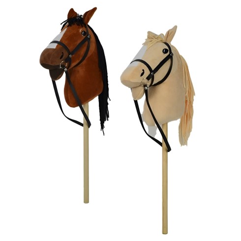 Cavallo con Bastone 80 cm Bambini Hobby Horse Suoni Criniera Intrecciata