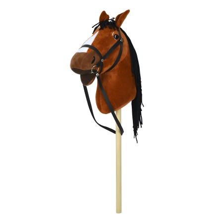 Cavallo con Bastone 80 cm Bambini Hobby Horse Suoni Criniera Intrecciata