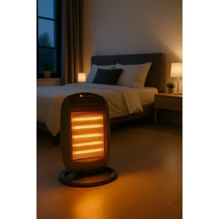 Stufa Elettrica Alogena Oscillante 1600W 4 Livelli Grigio da Interno