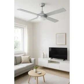 Ventilatore da Soffitto 4 Pale in Legno Ø132 cm Luce e Telecomando 60W 2
