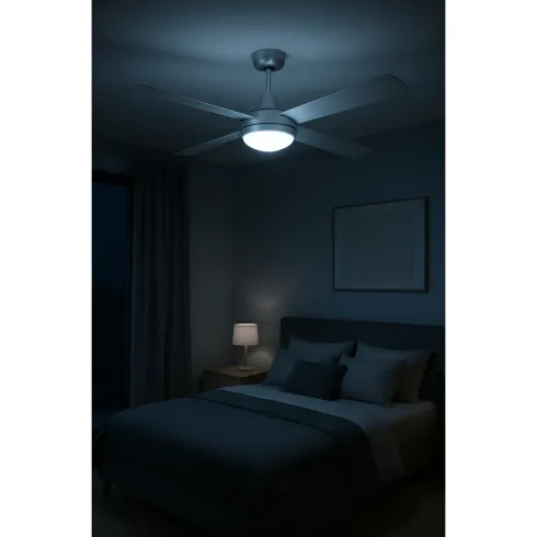 Ventilatore da Soffitto 4 Pale in Legno Ø132 cm Luce e Telecomando 60W
