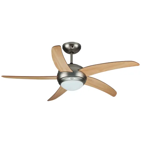 Ventilatore da Soffitto 5 Pale in Legno Ø132 cm Luce e Telecomando 60W