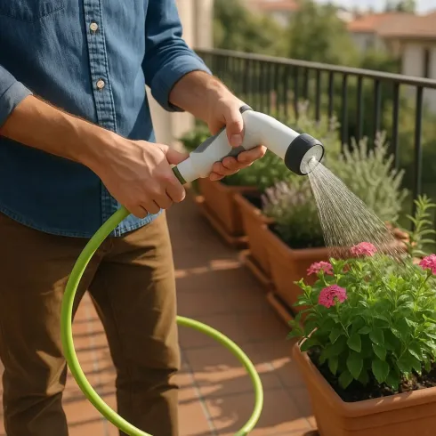Tubo da Giardino Estensibile 25 m con Pistola per Irrigazione Multigetto