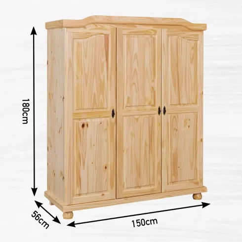 Armadio a 3 Ante in Legno Appendiabiti Mobile Camera da Letto Cabina Guardaroba | BricoShop24