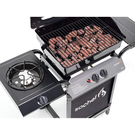 Barbecue a Gas con Pietra Lavica 2 Bruciatori in Acciaio Fornello Griglia BBQ