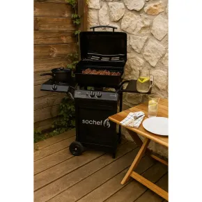 Barbecue a Gas con Pietra Lavica 2 Bruciatori in Acciaio Fornello Griglia BBQ 2