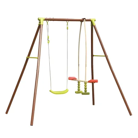 Altalena per Bambini con 2 Sedute in Acciaio da Esterno per Giardino