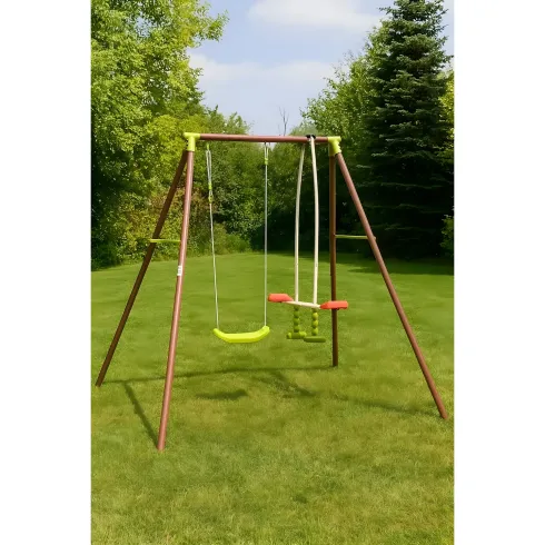 Altalena per Bambini con 2 Sedute in Acciaio da Esterno per Giardino