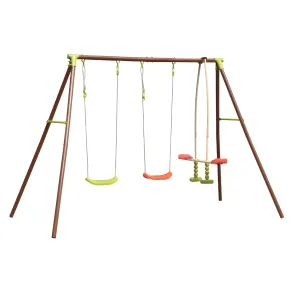 Altalena per Bambini 3 Posti in Acciaio da Esterno per Giardino