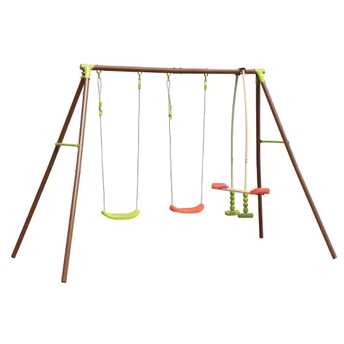 Altalena per Bambini 3 Posti in Acciaio da Esterno per Giardino