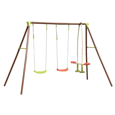 Altalena per Bambini 3 Posti in Acciaio da Esterno per Giardino