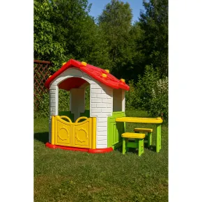 Casetta per Bambini Plastica 187x108x119 cm con Tavolo e Sedie Esterno 2