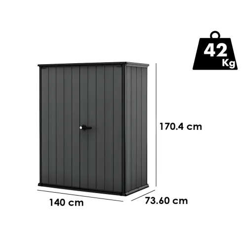 Armadio Porta Attrezzi Keter in Resina da Giardino 1400 L Evotech Grigio