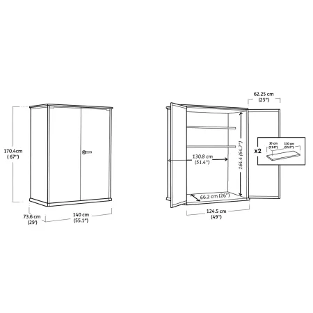 Armadio Porta Attrezzi Keter in Resina da Giardino 1400 L Evotech Grigio