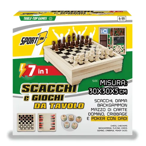 Scacchiera in Legno 7 in 1 Giochi da Tavolo Combinati Set Multifunzione