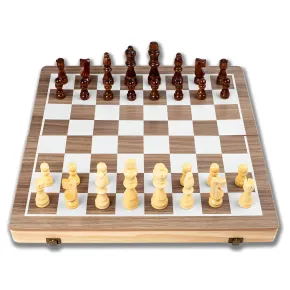 Scacchiera Magnetica Pieghevole 2 in 1 Portatile in Legno con Dama