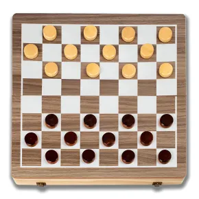 Scacchiera Magnetica Pieghevole 2 in 1 Portatile in Legno con Dama 2